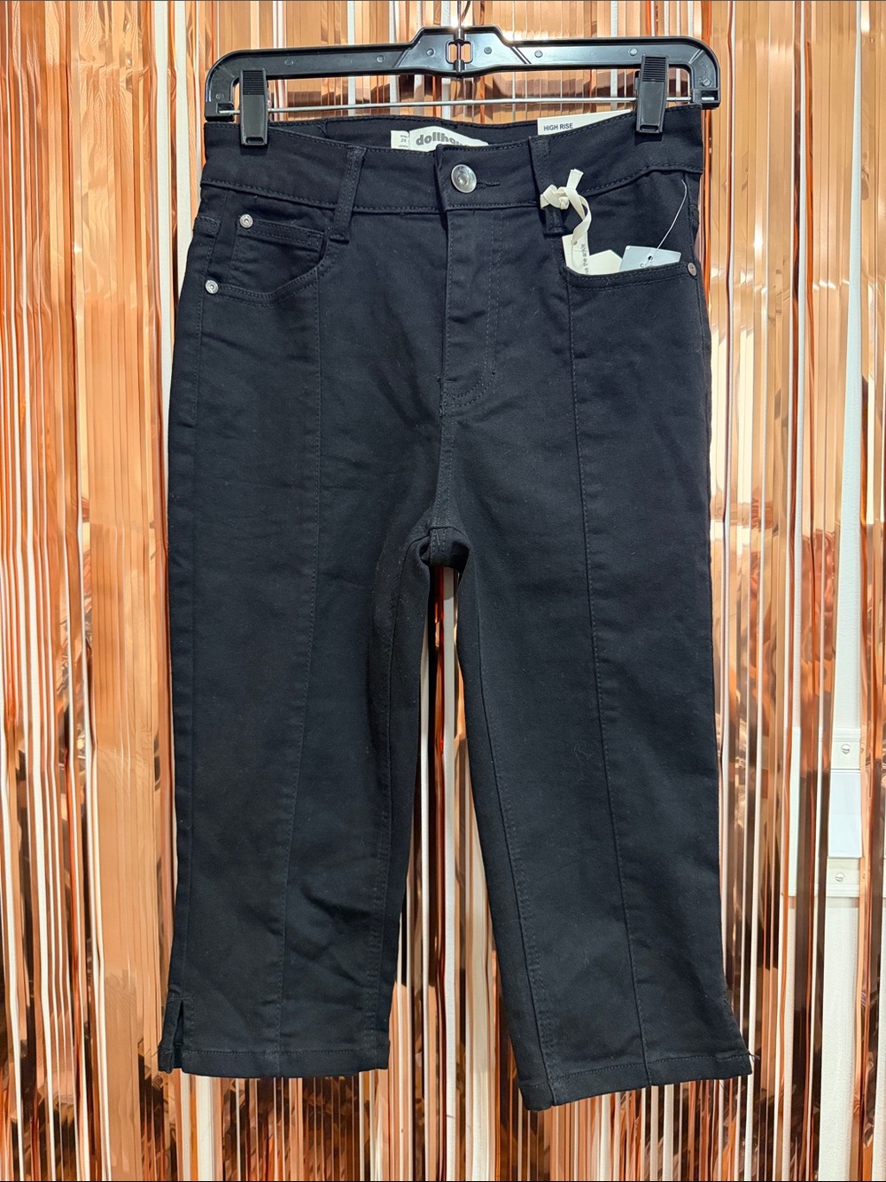 Dollhouse Black Straight-Leg Pull-On Slim Crop Jeans
